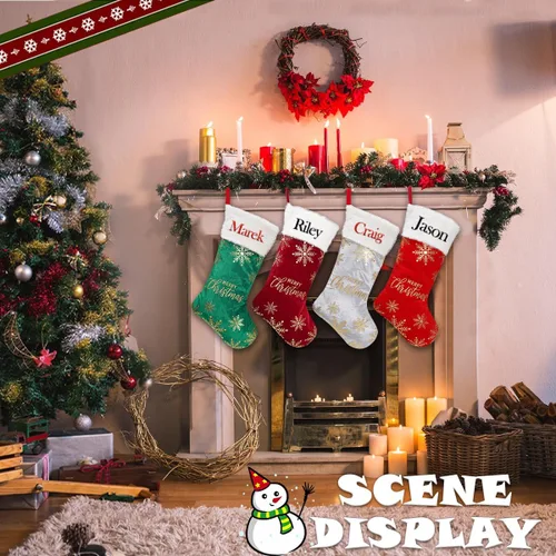 Miniatura 30 de Calcetines de Navidad personalizados para perros y gatos, calcetín de Navidad bordado con nombre personalizado en forma de pata de mascota o hueso