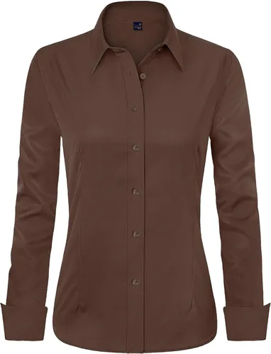 Miniatura 31 de J.VER - Camisas de vestir para mujer, diseño de manga larga, con botones, antiarrugas, blusa de trabajo unicolor