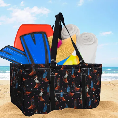Miniatura 466 de NGIL Bolsa de comestibles reutilizable extra grande plegable de gran tamaño para comestibles, almacenamiento, picnic, playa, Bronco-negro occidental
