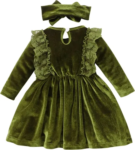 Miniatura 80 de IDOPIP Vestido tutú de terciopelo para niñas pequeñas, vestido de manga larga para princesa, Navidad, cumpleaños, fiesta, boda, vestidos de otoño e