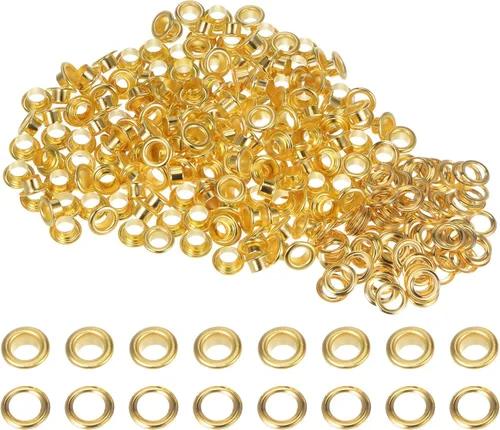 Miniatura 60 de HARFINGTON Juego de 200 ojales redondos de color de 0.394 pulgadas, ojales metálicos con arandelas para álbumes de recortes, zapatos, ropa, lona