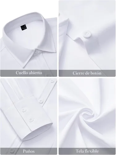 Miniatura 5 de Camisas con botones para mujer ajustadas, camisa de vestir de manga larga, blusa con cuello, camisa de trabajo, para negocios, para oficina, atuendo