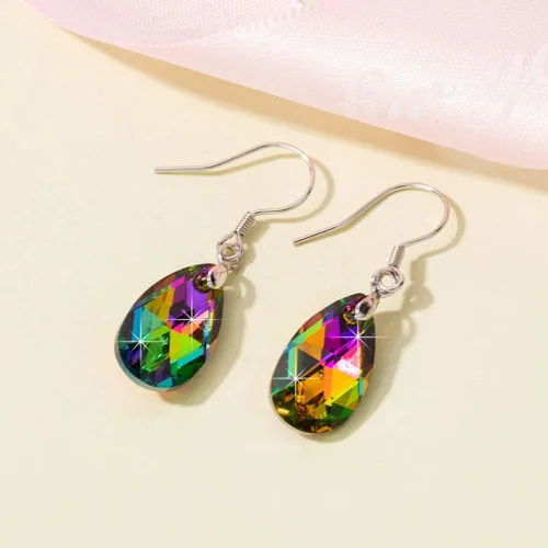 Miniatura 31 de Aretes colgantes de cristal austriaco con forma de lágrima para mujer, joyería hipoalergénica de plata de ley 925