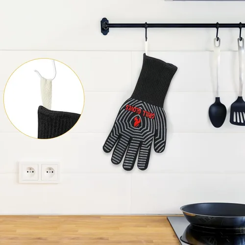 Miniatura 4 de QUWIN Guantes para BBQ, Guantes de Horno 1472℉ Resistentes al Calor Extremo, Guantes para Parrilla de Silicona Antideslizantes Manoplas de Horno