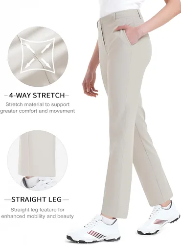 Miniatura 5 de Pantalones de golf para mujer, elásticos, rectos, ligeros, transpirables, de sarga, pantalones chinos para trabajo