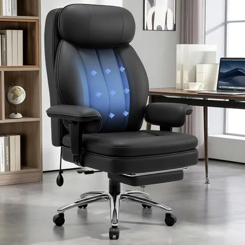 BestGlory Silla de oficina grande y alta con soporte lumbar, silla de escritorio de cuero ejecutivo, silla de juegos cómoda resistente con cojín de
