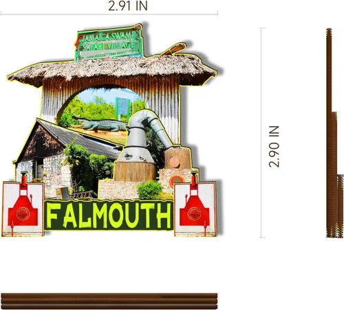 Miniatura 3 de Imán de madera de Falmouth Jamaica 3D para nevera, recuerdos coleccionables, decoración hecha a mano, artesanías, 2