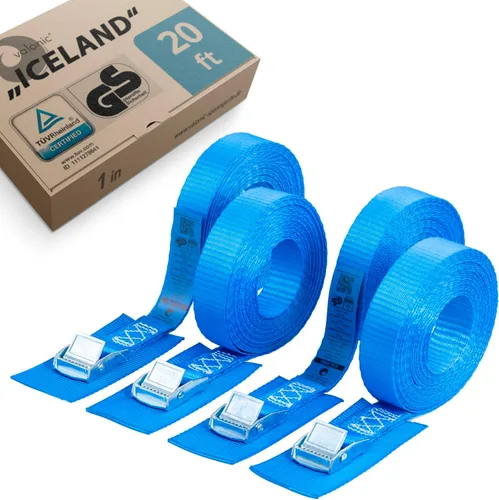Miniatura 11 de valonic Islandia - Correas cortas de amarre - Paquete de 4, 1.6 pies x 1 pulgada, 1100 libras, certificado por TÜV Rheinl, almohadilla