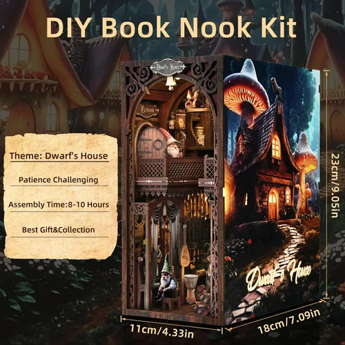Miniatura 2 de Kit de Rincón de Libros, Kits de Rincón de Libros para Adultos, Construcción de Modelo de Rincón de Libros DIY, Rompecabezas de Madera 3D DIY