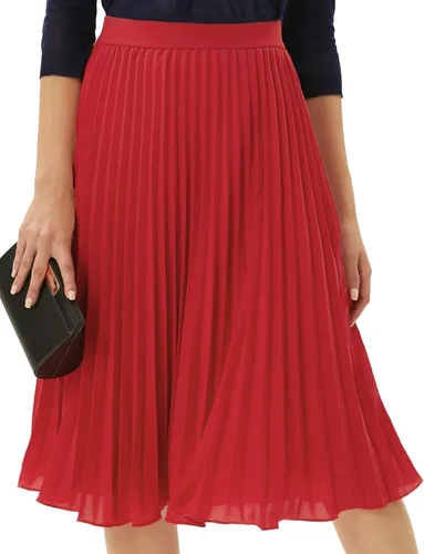 Miniatura 63 de GRACE KARIN - Falda plisada de gasa para mujer, con cintura alta y elástica, vuelo, corte acampanado y longitud por debajo de la rodilla