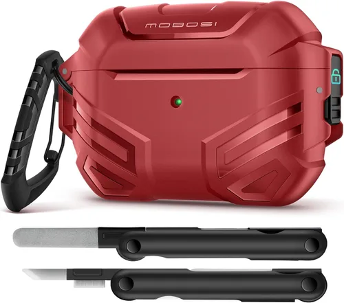 Miniatura 22 de MOBOSI Funda para AirPods Pro 2 con cerradura, compatible con funda Airpod Pro de 2ª/1ª generación, funda protectora de grado militar con kit