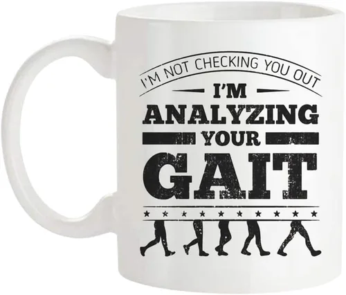 Fonhark - Taza de café con texto en inglés "I'm Not Checking You Out I'm Analyzing Your Gait, taza de café de fisioterapia para fisioterapeuta y