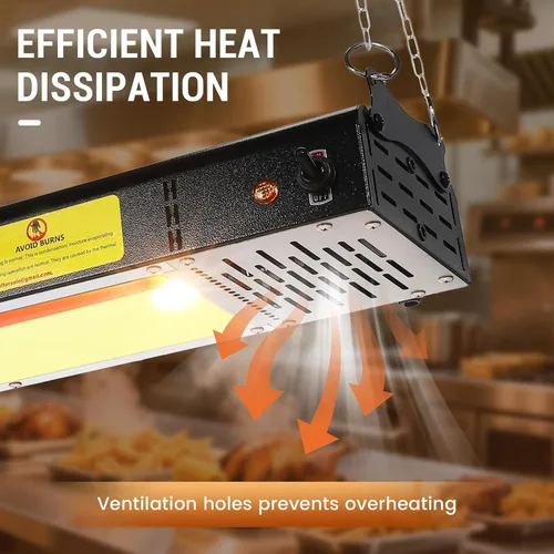 Miniatura 5 de Lámpara de calor de alimentos de 36 pulgadas, calentador de alimentos comercial de 1000 W, calentador de tiras eléctricas, lámpara de calefacción