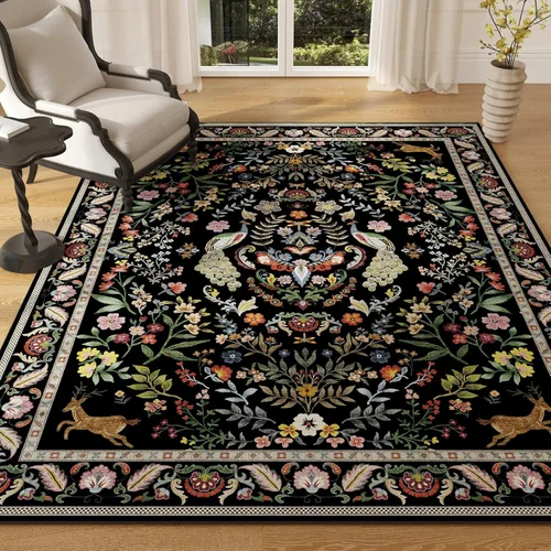 Miniatura 52 de Rugcomf Alfombra de pasillo lavable para cocina 2'6''x8' Alfombra de pasillo para entrada interior floral antideslizante alfombra suave para Azul
