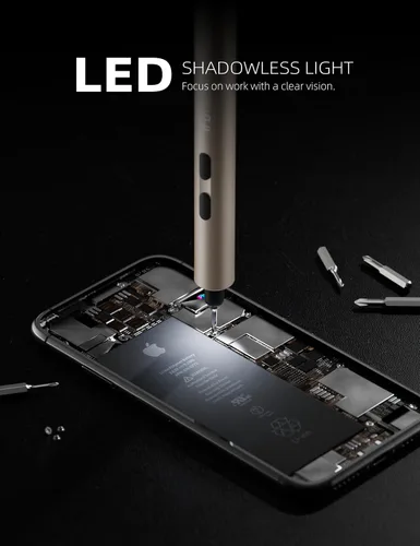 Miniatura 4 de iFu Mini destornillador eléctrico, juego de destornilladores de precisión 90 en 1 - Pequeño destornillador eléctrico inalámbrico con luz LED y 64