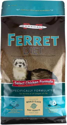 Marshall Select Chicken Formula Premium Hurón Dieta – 4 libras – Apoya la digestión, la energía y el mantenimiento muscular – Alimento equilibrado