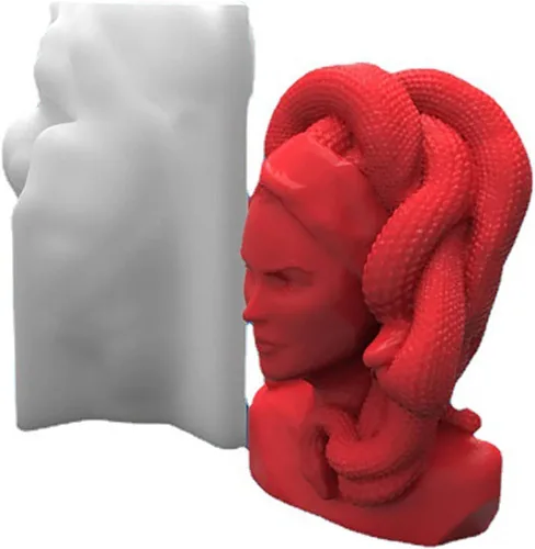 Grainrain Moldes de velas de figuras, moldes de pilar – Gorgon Medusa – Moldes de silicona de fundición de resina para decoración del hogar y