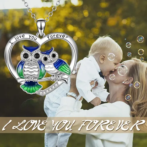 Miniatura 5 de ONEFINITY Sterling Silver Owl Necklace Mother Daughter Owl Lover Bird Pendant Necklace Mother's Day Gifts for Women Grandmother Daughter Mom