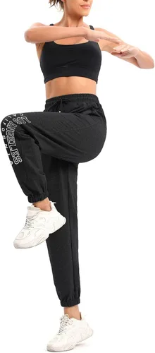 Miniatura 4 de Hilinker Women's High Waisted Letter Print Sweatpants Baggy Drawstring Elastic Joggers