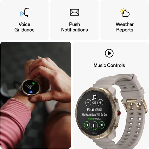 Miniatura 5 de Polar Vantage M3 – Multi-Sport Smartwatch with AMOLED Display, Dual-Frequency GPS, Turn-by-Turn Navigation, Up to 7-Day Battery Life Oro Greige