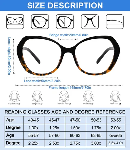 Miniatura 5 de AEZUNI Gafas de lectura grandes de moda para mujer, a la moda, para mujer, lectores 1.0 1.25 1.5 1.75 2.0 2.25 2.5 2.75 3.0 3.5 4.0 5.0 6.0