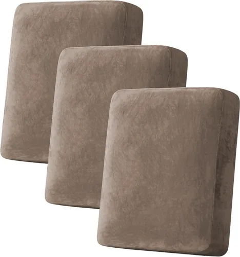 Miniatura 214 de H.VERSAILTEX - Funda de terciopelo elástica y afelpada para protección de cojines de sofá biplaza, silla o sofá, 2 piezas, tamaño grande, color gris