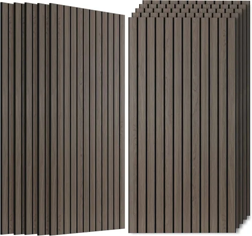 Miniatura 38 de Paneles de sonido de chapa de madera, paquete de 10 paneles de pared de 47.2 x 23.6 pulgadas, paneles acústicos decorativos para paredes