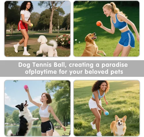 Miniatura 6 de PHOEPET - Juego de 6 pelotas de tenis para entrenamiento principiante, pelotas a granel para perros para juegos de buscar y morder (colores surtidos)