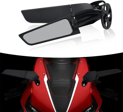 Miniatura 8 de Espejos retrovisores para motocicleta, espejos laterales ajustables y giratorios, compatibles con Honda Kawasaki Suzuki Yamaha - Espejo de ala