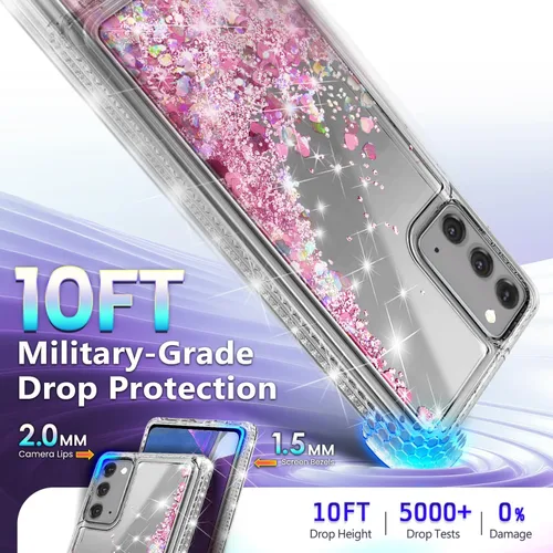 Miniatura 102 de NGB - Funda de teléfono diseñada para Samsung Galaxy S9+ Plus, morado/azul, con purpurina líquida para mujeres y niñas, con protector de pantalla