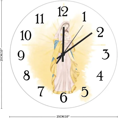 Miniatura 18 de Reloj de pared de madera de regalo cristiano de Feliz Navidad, Jesús es la razón, escena de la natividad, relojes de pared colgantes de granja
