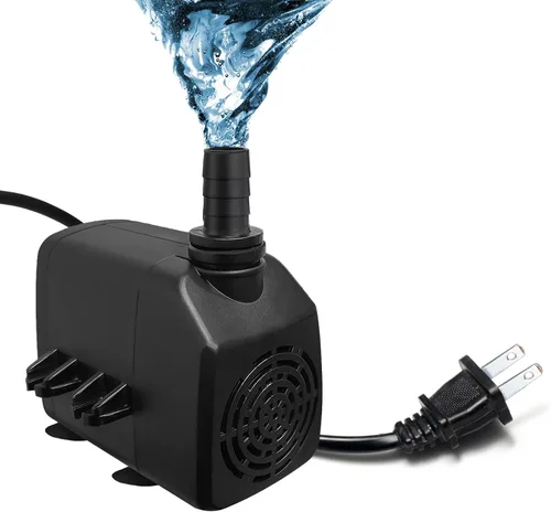 Bomba de agua sumergible, flujo de 400 GPH 19 W 1000L/H con elevación de 6.5 pies de alto para acuarios, peceras, estanques, hidroponía y estatuas,