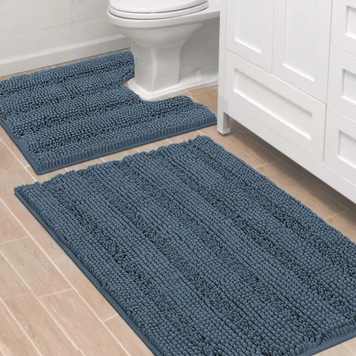 Miniatura 55 de H.VERSAILTEX - Alfombras de baño, juego de 2 piezas, alfombra de contorno para baño, juego de alfombras para inodoro, alfombra antideslizante