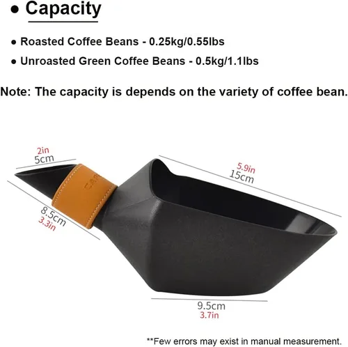 Miniatura 2 de CAFEMASY Cuchara medida de café en grano de café, pala Kilo Bean Scooper (negra-pequeño)