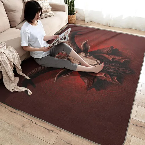 Miniatura 4 de Baphomet - Alfombra de área de 3 x 4, alfombra demoníaca, alfombras lavables para decoración de sala de estar y dormitorio, alfombra suave Baphomet