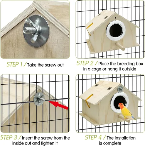 Miniatura 4 de kathson Caja nido de periquitos para anidación de pájaros, caja de apareamiento para cría de loros, agapornitos, cacatúas, pinzones
