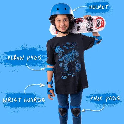 Miniatura 2 de Rude Boyz - Juego de almohadillas para casco de bicicleta, rodilleras, coderas, muñequeras para niños y niñas Azul