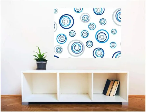 Wall26 Adhesivo de pared extraíble – Círculos abstractos azul fresco | Vista creativa de ventana para decoración del hogar/pared – 24 x 32 pulgadas