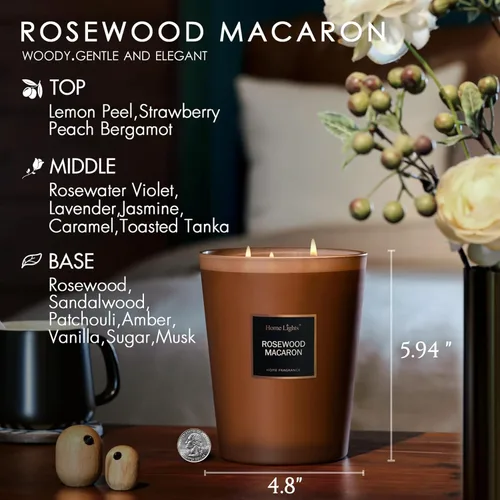 Miniatura 3 de HomeLights Velas perfumadas Vela en tarro grande, 33.3 onzas Velas de aromaterapia de soja natural, hasta 70 horas de tiempo de combustión con 3