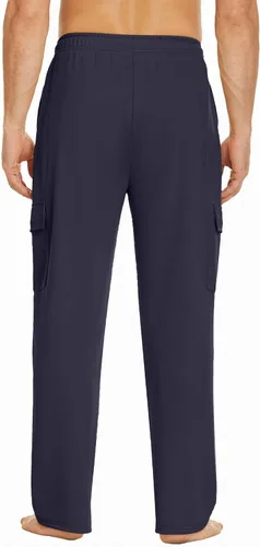Miniatura 2 de Deyeek Pantalones deportivos tipo cargo para hombre, con parte inferior abierta, holgados, de pierna recta, para gimnasio, con bolsillos