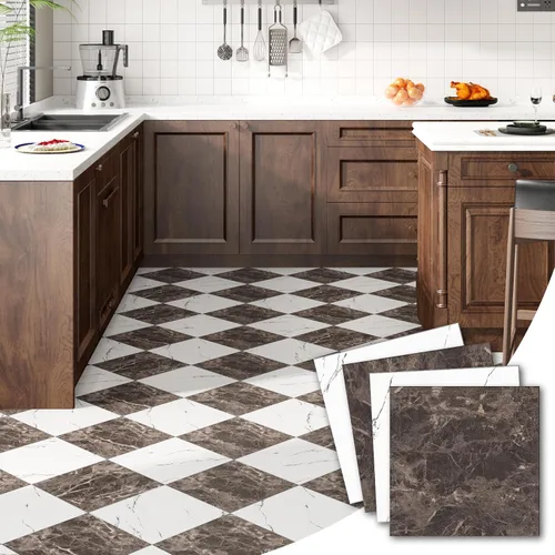 Miniatura 9 de Paquete de 30 azulejos de vinilo con patrón mate de 30 pies cuadrados, autoadhesivos de 12 x 12 pulgadas, para cocina, baño, lavandería, mármol