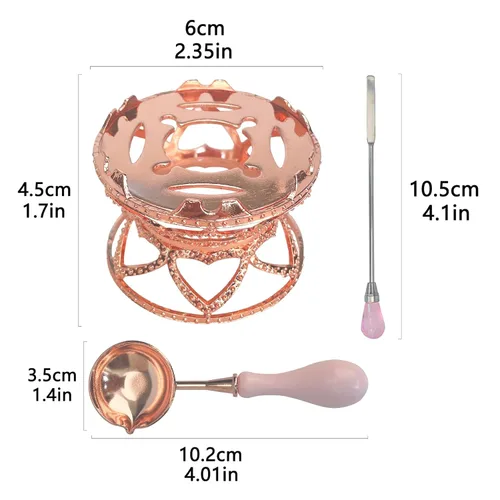 Miniatura 2 de Kit de calentador de sellos de cera de metal con cuchara y varilla de agitación, para sello de cera de boda