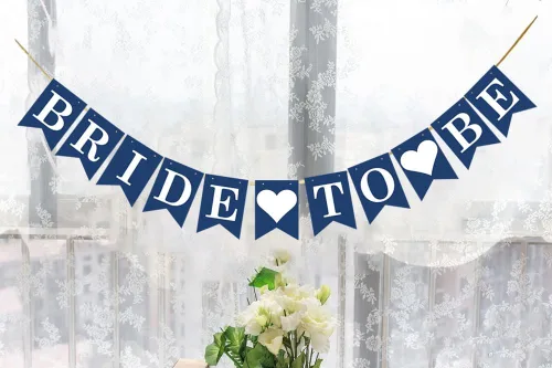 Miniatura 6 de KUNGOON Cartel de la novia en azul marino y blanco, divertidas decoraciones de despedida de soltera para despedida de soltera y despedida de soltera.