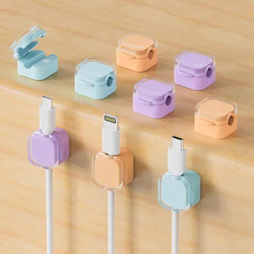 Miniatura 9 de Paquete de 9 soportes magnéticos para cables, clips magnéticos para cables de escritorio con adhesivo fuerte, organizador de cables para gestión