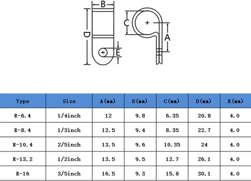 Miniatura 6 de heyous Abrazadera de cable tipo R de 1/2 pulgada (0.520 in) de 1/2 pulgada (0.520 in) de sujeción de tubo de manguera de alambre de nailon fijo