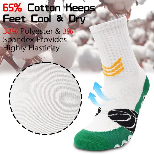 Miniatura 6 de SkiBeaut Calcetines deportivos para niños, 3 pares de calcetines deportivos para correr, deportes al aire libre, entrenamiento, baloncesto, fútbol