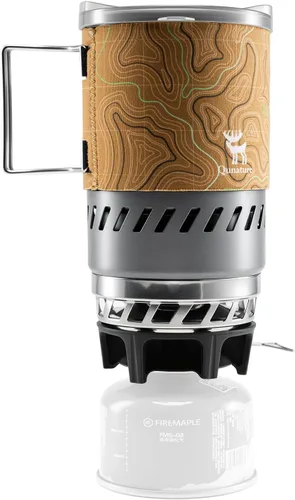 Miniatura 8 de Sistema de estufa de camping y mochilero Estufa de camping portátil integrada 600ML 1700W Mini quemador al aire libre Equipo de cocina para Negro