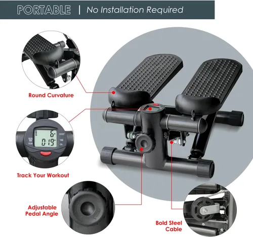 Miniatura 8 de Máquina paso a paso compacta para entrenamiento cardiovascular y de piernas en interiores Pequeño equipo de ejercicio portátil para fitness