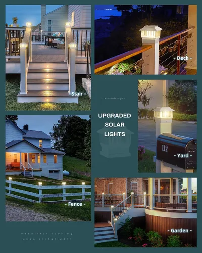 Miniatura 2 de 50 Lumen Luces Solares para Postes, 3 Modos Luces para Deck al Aire Libre, Valla, Tapa de Poste - 4x4 3.5x3.5 4.5x4.5 o 5.5x5.5, Luces LED