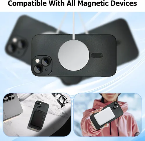 Miniatura 2 de ankofave Funda Magnética para iPhone 14 Plus para Mujeres, Funda Resistente Mate de Lujo Diseño Suave Metálico con Protector de Lente de Cámara